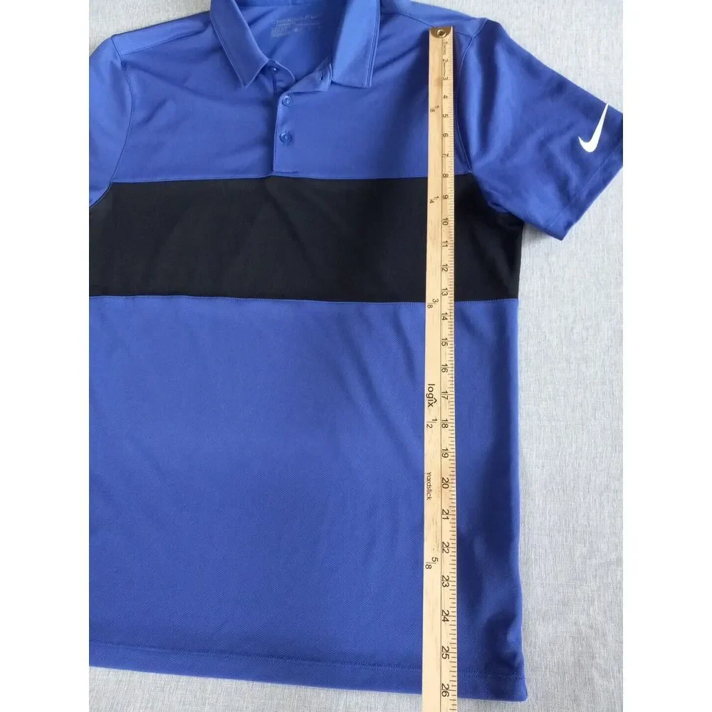 Nike Golf Men's Dri-FIT Medium Short Sleeve Standard Fit Herringbone Blue Polo - Picture 5 of 12